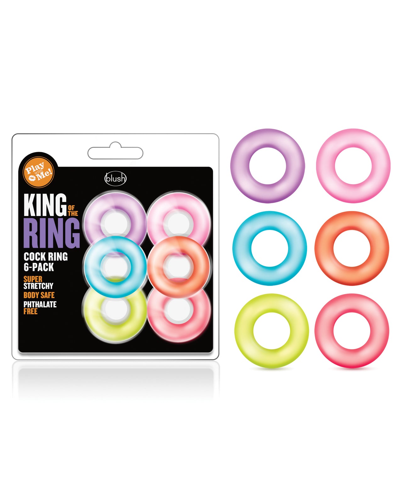 Blush Novelties BL-93652 King of the Ring, Assorted Colors Set of 6