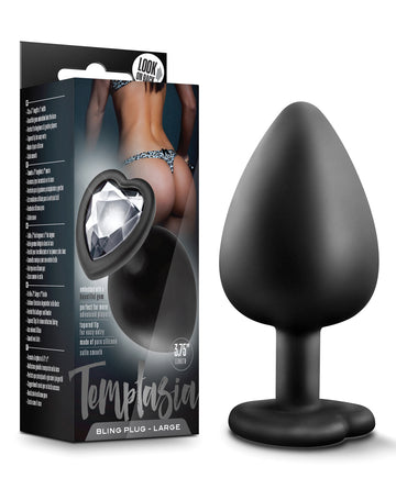 Blush Novelties BL-95855 Temptasia Bling Plug w/Gem Large, Black Silicone