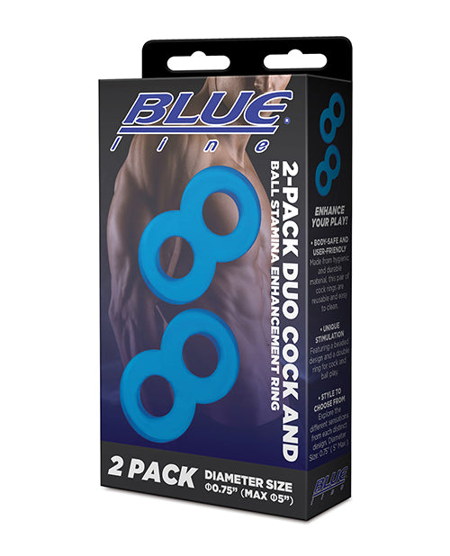 Electric BLM4026-BLU Dual Cock & Ball Stamina Ring, TPE, Blue, Pack of 2