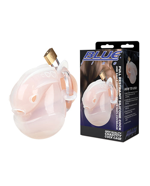 Electric Full Restraint Silicone Chastity Device, 100% Coverage, White