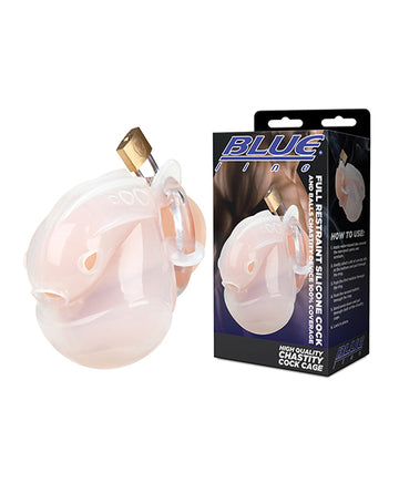 Electric Full Restraint Silicone Chastity Device, 100% Coverage, White