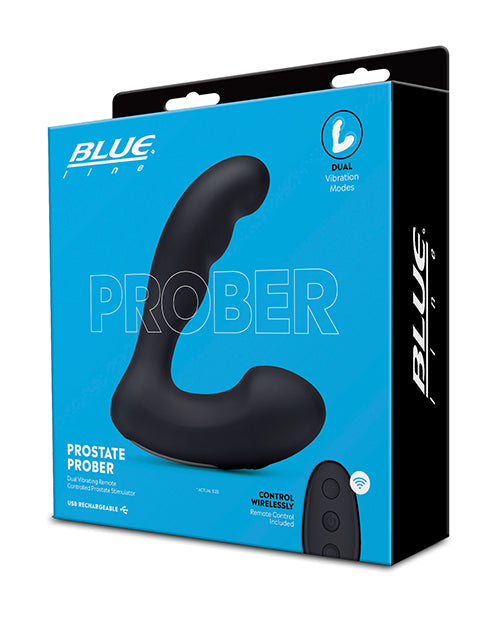 Electric Blue Line Vibrating Prostate Prober with Remote – Dual Motor