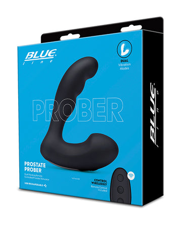 Electric Blue Line Vibrating Prostate Prober with Remote – Dual Motor