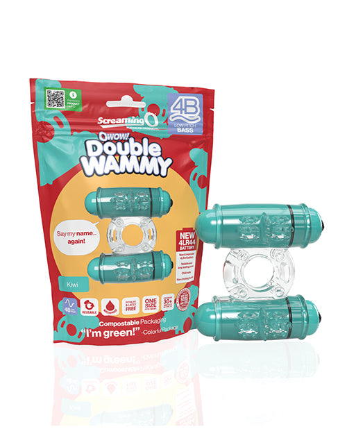 Screaming O 4B Double Wammy Vibrating Ring - Kiwi Green, Waterproof, 5 Speeds
