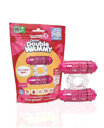 Screaming O 4B Double Wammy, Strawberry – Dual Stimulation Vibrating Ring