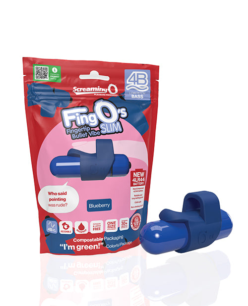 Screaming O 4B FingO Slim Personal Massager, Blueberry, 5 Speeds