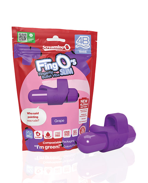 Screaming O 4B FingO Slim, Grape - Body-Safe Silicone Vibrator with 5 Speeds