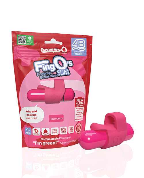 Screaming O 4B FingO Slim Strawberry, Body-Safe Silicone Vibrator