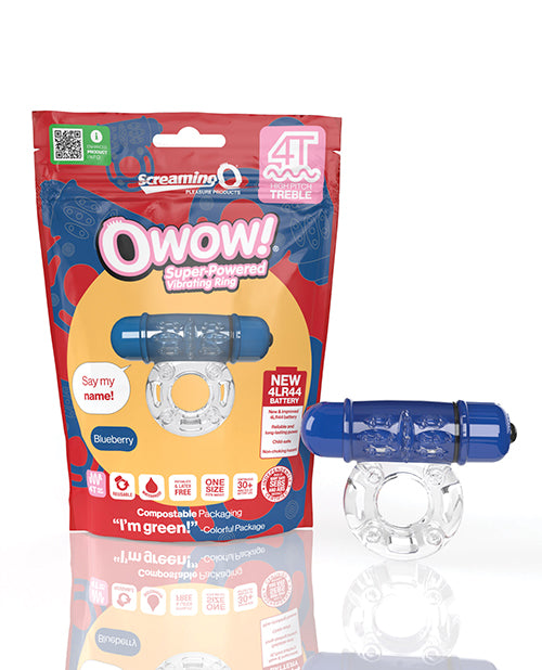 Screaming O 4TOW-BB OWow Blueberry Vibrating Ring, Blue, 5 Speeds, Waterproof