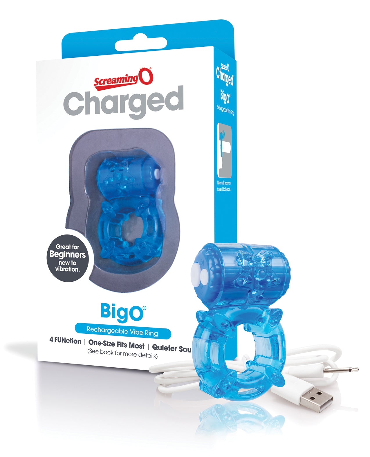 Screaming O ABO-BU Charged Big O Vibrating TPE Ring, Blue