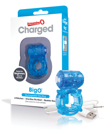 Screaming O ABO-BU Charged Big O Vibrating TPE Ring, Blue