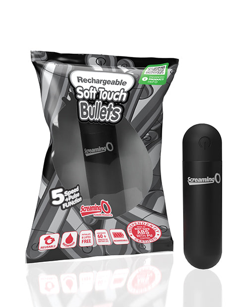 Screaming O Soft Touch Rechargeable Bullet, Black – 6 Functions, Body-Safe
