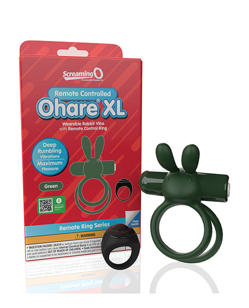 Screaming O Ohare XL Remote Vibrating Ring - Green, Silicone, Waterproof