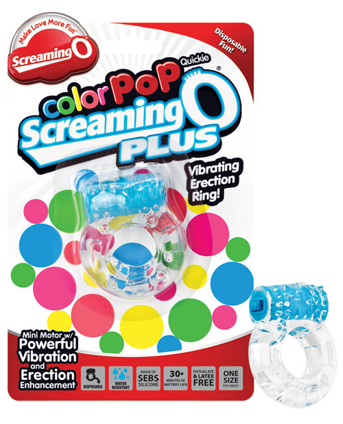Screaming O CPSOP-BU Color Pop Quickie O Plus - Blue Vibrating Ring