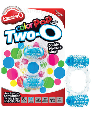 Screaming O CPTWO-BU Color Pop Quickie Two-O, Blue Vibrating Pleasure Ring