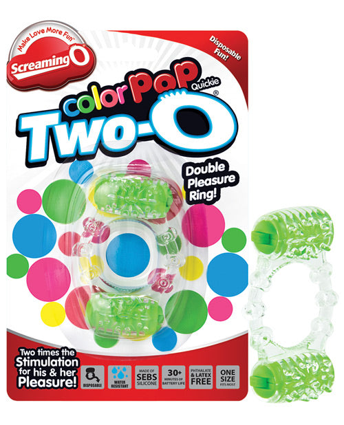 Screaming O CPTWO-GN Color Pop Quickie Two-O Pleasure Ring, Green, Vibrating