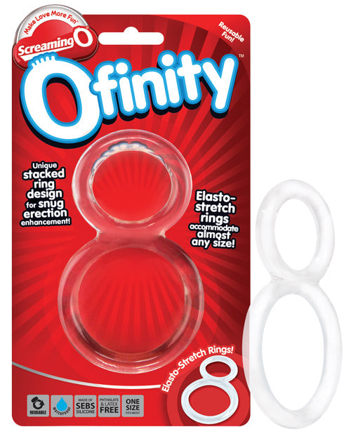 Screaming O OFY-C Ofinity Double Erection Ring, Clear, Stretchy, SEBS