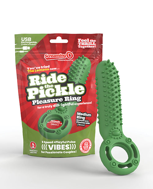 Screaming O Ride the Pickle Vibrating Pleasure Ring - Green