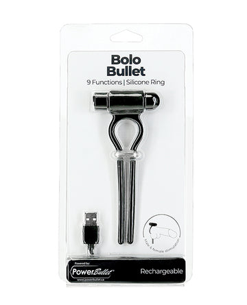 B.M.S. Enterprises Bolo Bullet Vibrating Cock Tie, Adjustable, Black