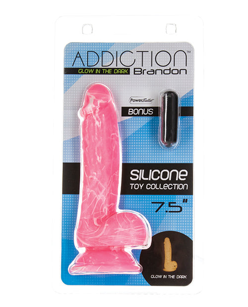 B.M.S. Enterprises 87516 Addiction Brandon Dildo, 7.5" Glow-in-the-Dark, Pink