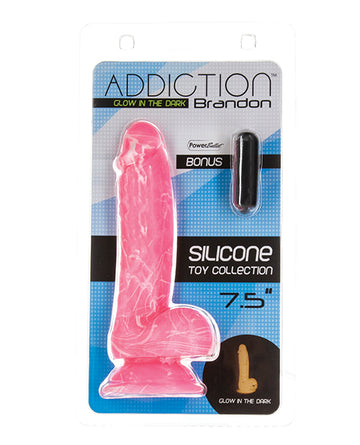 B.M.S. Enterprises 87516 Addiction Brandon Dildo, 7.5" Glow-in-the-Dark, Pink