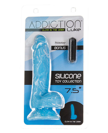 B.M.S. Enterprises 87519 Addiction Luke Glow Dildo, 7.5 Inch Silicone
