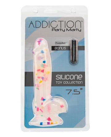 B.M.S. Enterprises Addiction Party Marty Dildo, 7.5" Silicone, Assorted Colors