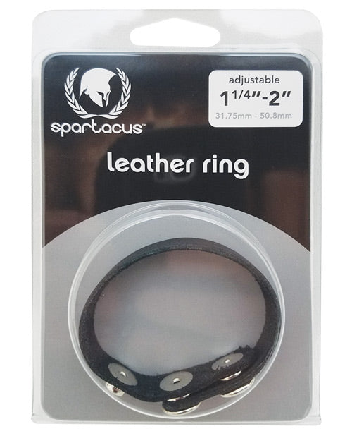 Spartacus BSPL-06A Plain Leather C-Ring, Genuine Leather, Black, Adjustable