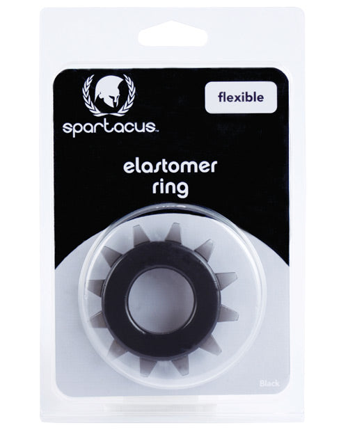 Spartacus BSPR-124 Elastomer Stud Cock Ring, Black, Spiked