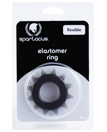 Spartacus BSPR-124 Elastomer Stud Cock Ring, Black, Spiked
