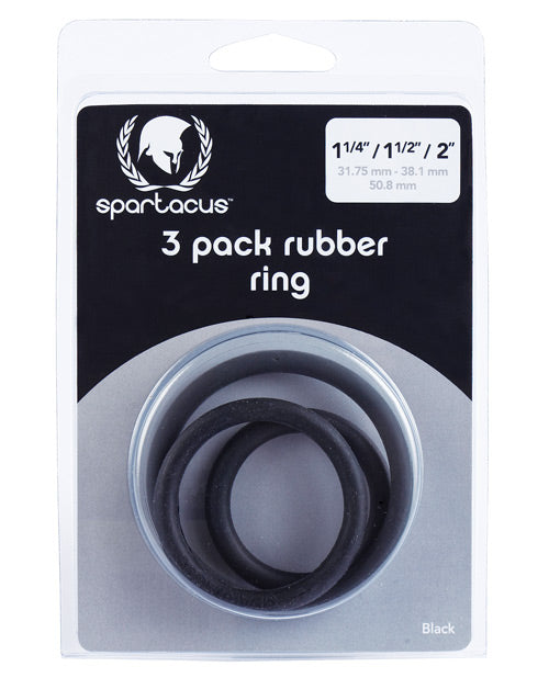 Spartacus BSPR-14 Cock Ring Set, Black Pack of 3 Rubber