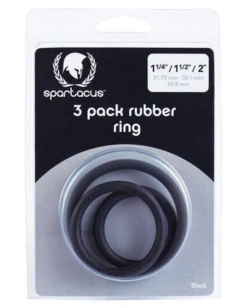 Spartacus BSPR-14 Cock Ring Set, Black Pack of 3 Rubber