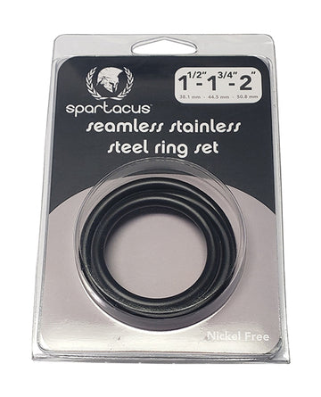 Spartacus BSPR-215 Seamless Stainless Steel C-Ring, Black, Pack of 3