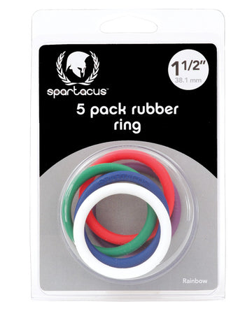 Spartacus BSPR-47 Rubber Cock Ring Set, 1.5 inch Diameter, Pack of 5