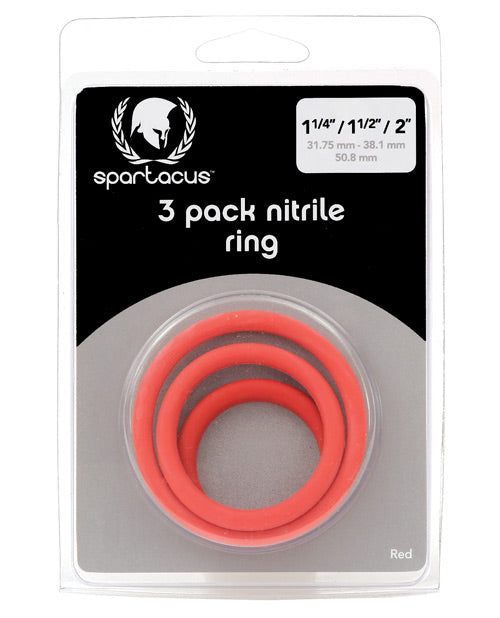 Spartacus BSPR-69 Nitrile Cock Ring Set, Red, 3-Pack