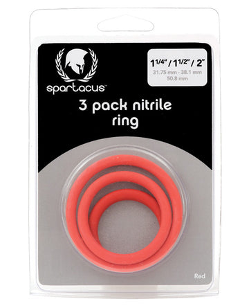 Spartacus BSPR-69 Nitrile Cock Ring Set, Red, 3-Pack
