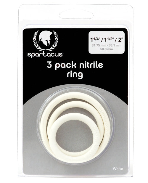 Spartacus BSPR-74 Nitrile Cock Ring Set, 3 Sizes, White