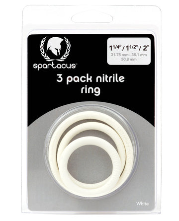 Spartacus BSPR-74 Nitrile Cock Ring Set, 3 Sizes, White