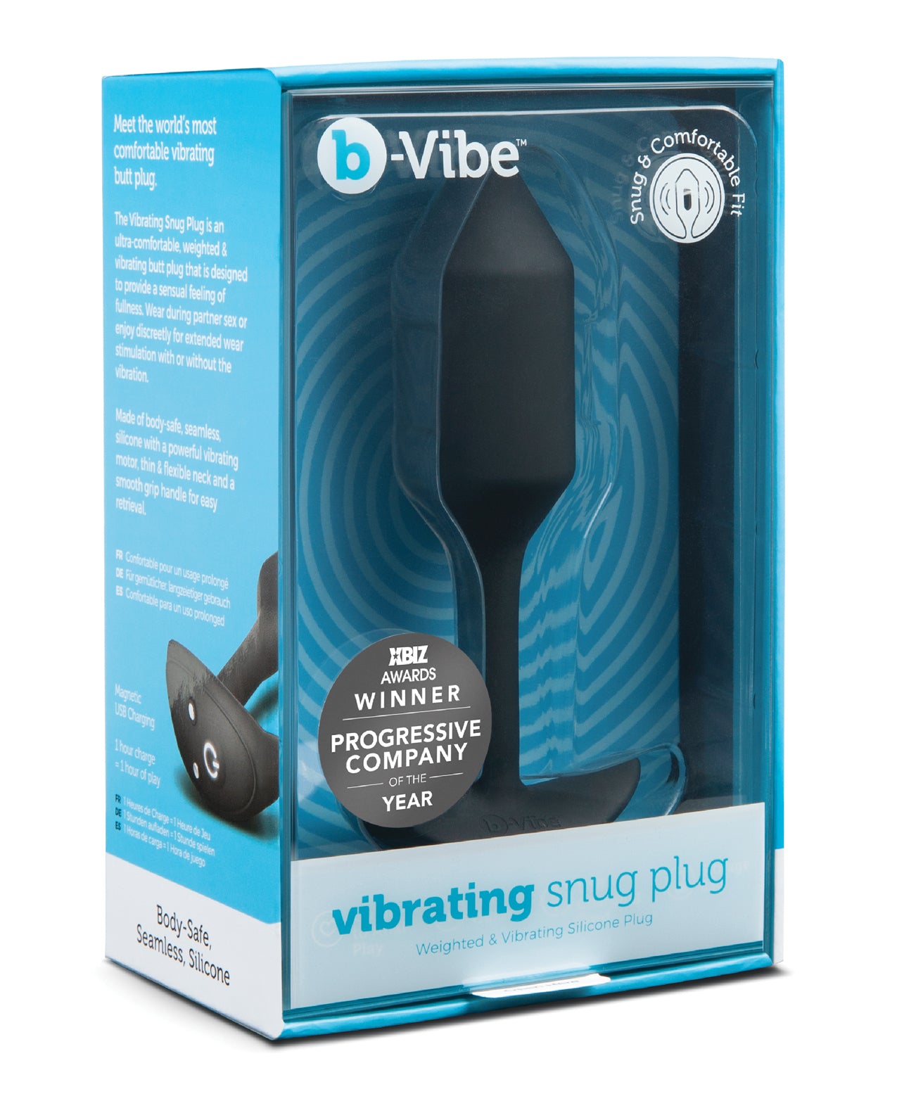 COTR Inc BV-014 BLK b-Vibe Vibrating Snug Plug M, Silicone, 112g