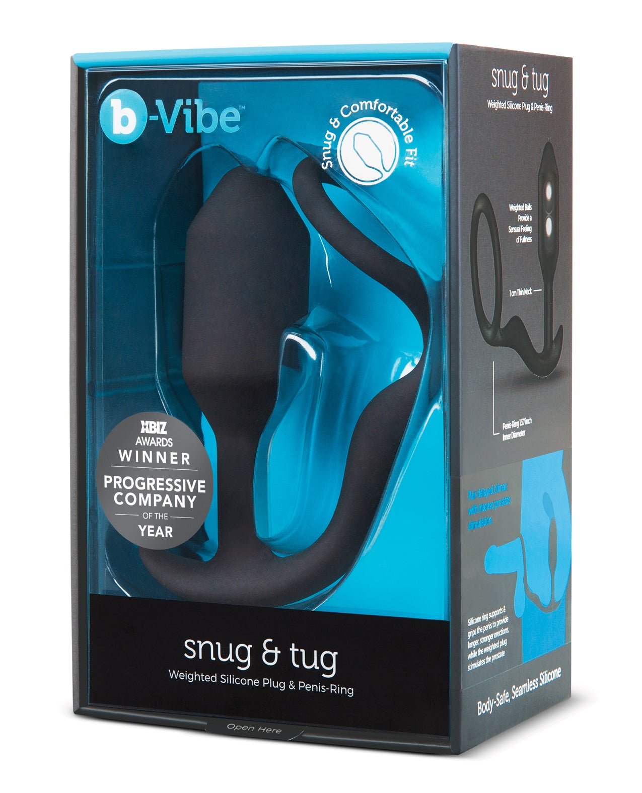 b-Vibe BV-018 BLK Snug & Tug Weighted Ring, 128g Silicone