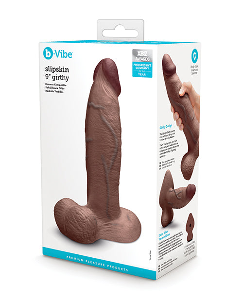 COTR Inc BV-058 BRN Slipskin 9" Girthy Dildo, Realistic Silicone