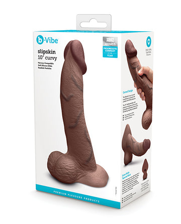 COTR Inc BV-062 BRN Slipskin Curvy Dildo, 10 Inch Realistic