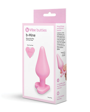 COTR Inc BV-091 B-Mine Heart Base Silicone Butt Plug, 3.5-Inch, Pink, Waterproof