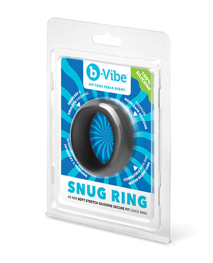 b-Vibe Snug Ring 40 mm Soft Stretch Silicone Cock Ring - Black
