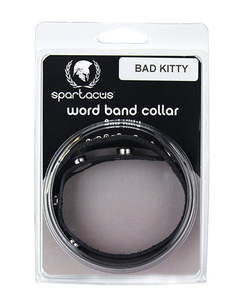 Spartacus BWB-B9 BAD KITTY Leather Collar, Black, Adjustable