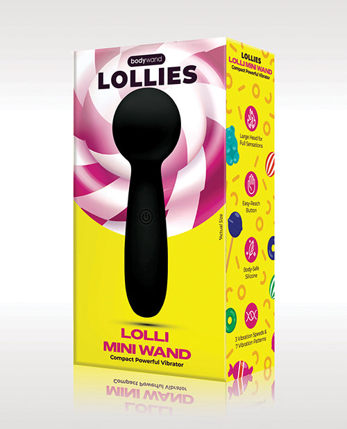 Xgen BW169 Lolli Mini Wand Vibrator, Black Silicone, 10 Modes