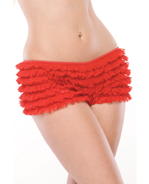 Coquette International C114 Red O/S Ruffle Shorts, Red, One Size