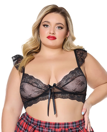 Coquette international Scallop Lace Soft Cup Bralette, Black OS/XL