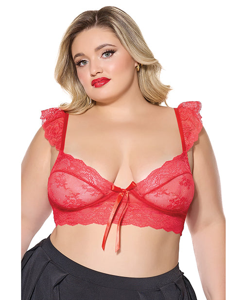 Coquette International Scallop Stretch Lace Soft Cup Bralette, Red