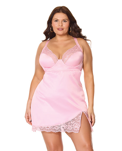 Coquette International 26112-PNK-1x2x Underwire Chemise, Pink, 1X/2X